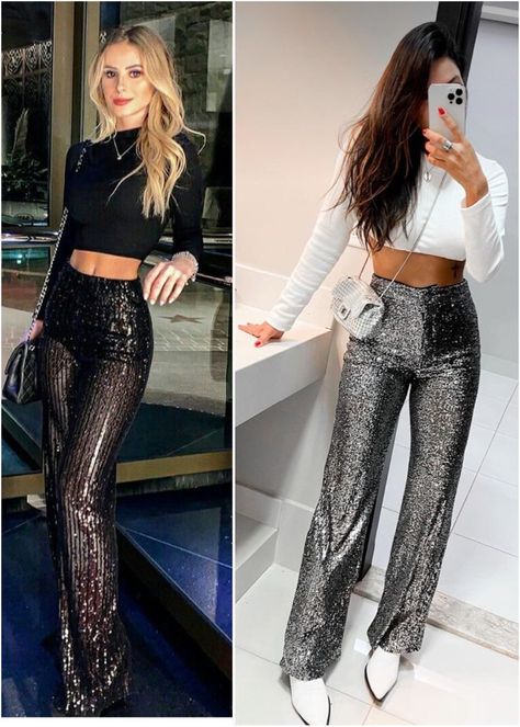 Sparkling Pants Outfit, Outfit Fiesta, Trendy Date Night Outfit, Outfit Elegantes, Outfits New Year, Sparkle Outfit, Xmas Outfits, Cute Christmas Outfits, Summer Holiday Outfits