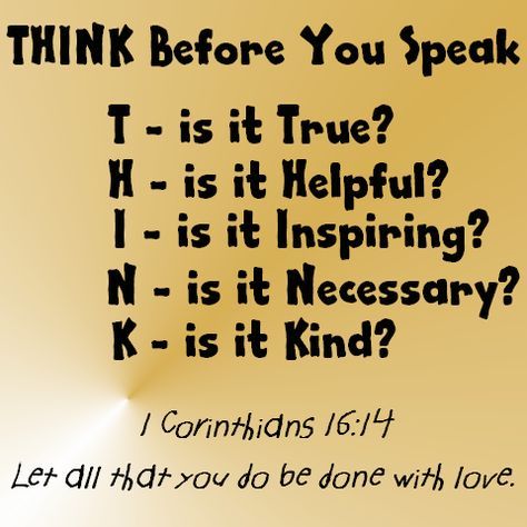 Christian Acronyms, Think Acronym, Acronym Words, Acts Bible, Biblical Advice, Biblical Meditation, Marriage Bible Verses, Speak Truth, Think Before You Speak