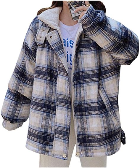 Lined Flannel Shirt, Oversized Flannel, Flannel Jacket, Sherpa Jacket, Jacket Brands, Collar Designs, Sherpa Lined, Print Jacket, Amazon Women