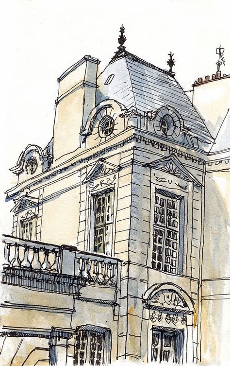 Architecture Drawing Sketchbooks, Perspective Drawing Architecture, Watercolor Architecture, Architecture Sketchbook, Architecture Design Drawing, Architecture Drawing Art, Classic Architecture, Perspective Drawing, Arte Sketchbook