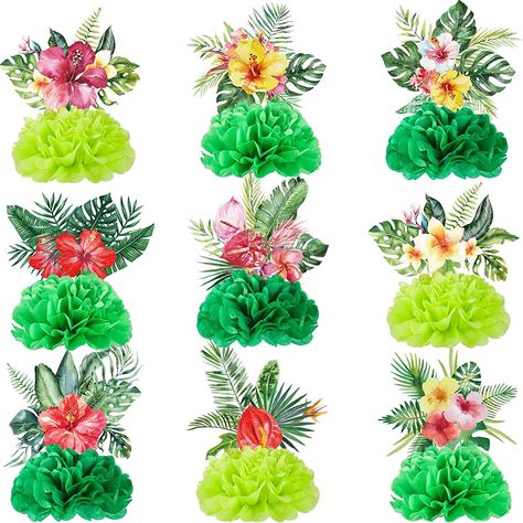 Luau Table Decorations, Aloha Party Decorations, Luau Centerpieces, Paper Centerpieces, Decorations For Table, Tropical Centerpieces, Tropical Theme Party, Pool Party Themes, Luau Party Supplies