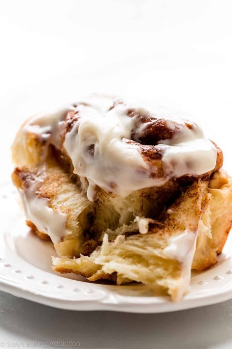 Homemade Overnight Cinnamon Rolls - Sally's Baking Addiction Giant Cinnamon Rolls, Overnight Cinnamon Rolls, Creamy Fruit Salads, Recipes With Yeast, Apple Cinnamon Rolls, Homemade Cinnamon Rolls, Sally's Baking, Homemade Dough, Cinnamon Rolls Homemade