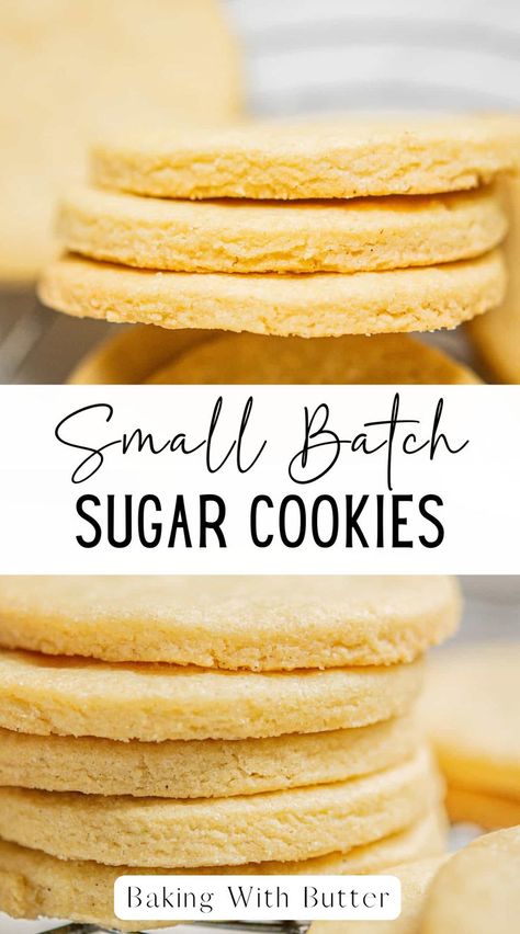 These small batch sugar cookies are perfect to decorate and snack on! They’re tender and buttery, and don’t spread in the oven. It makes a dozen sugar cookies depending on the size of cutter used. Small Batch Sugar Cookie Recipe, Sugar Cookie Recipe Small Batch, Small Batch Sugar Cookies, Classic Cookies Recipes, Sugar Cookie Recipe, Almond Flavor, Carrot Cake Recipe, Baking Project, Bread And Pastries