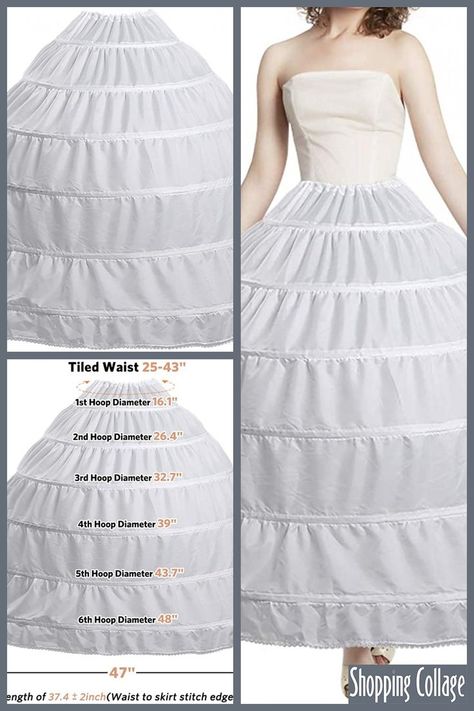 90% Polyester, 10% Nylon Hand Wash Only ❤【FULL PETTICOAT SHAPE】---This Full shape hoop petticoat is single layer with 6 hoops ,Add the hoop petticoat under the wedding Quinceanera dress, makes them more puffy and bigger. You will be the most Dazzling person in the crowd. ❤【ADJUSTABLE WAISTLINE DESIGN】--- Drawstring Waistline.... #Amazon. Amazon Affiliate link #vemee #full #hoop #skirt #floor #length #crinoline #underskirt #wedding #dress #petticoat #size Princess Costume Kids, Hoop Petticoat, Wedding Dress Petticoat, Crinoline Skirt, Hoop Skirt, For Wedding Dress, Quinceanera Dress, Princess Costume, Ball Gown Skirt