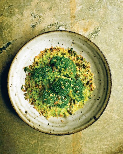 Broccoli with Pumpkin Seeds and Bread Crumbs Recipe | Saveur Bread Crumbs Recipe, Broccoli Dishes, Crispy Bread, Nigel Slater, Autumn Recipes, Fall Fruits, Miso Soup, Pumpkin Seeds, Bread Crumbs