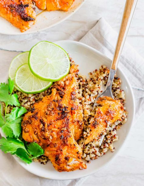 Overhead shot of blackened cod recipe with a fork. Blackened Cod Recipes, Blackened Cod, Cod Recipe, Friends Recipes, Cod Recipes, Dinner Bell, Quick And Easy Dinner, Baked Fish, Fun Easy Recipes