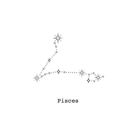 Pisces Tattoo Star Constellation, Pisces Constellation Tattoo Designs, Pieces Star Sign Tattoo, Piceses Tattoo Constellation, Pieces Star Constellation Tattoo, Minimalist Pisces Constellation Tattoo, Pisces Astrology Tattoo, Pieces Constellation Tattoo, Pices Constellation Tattoo