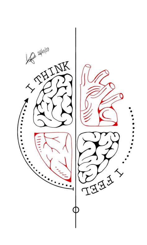 Brain On Fire Tattoo, Balance Heart And Brain Tattoo, Brain Art Creative, Brain Tattoo Design, The 100 Tattoo Ideas, Brain Tattoo Ideas, Brain And Heart Tattoo, Cerebro Dibujo, Heart And Brain Tattoo