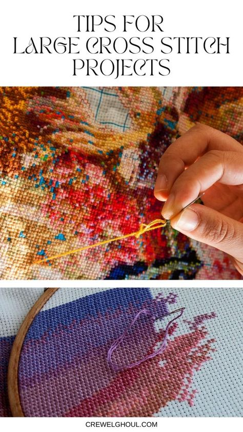 Cross Stitch Tips For Large Projects - Crewel Ghoul Cross Stitch Tips, Stitch Pokemon, Large Cross Stitch, Large Cross Stitch Patterns, Pokemon Cross Stitch Patterns, Cross Stitch Projects, Pokemon Cross Stitch, Cross Stitch Tutorial, Pokemon Pattern