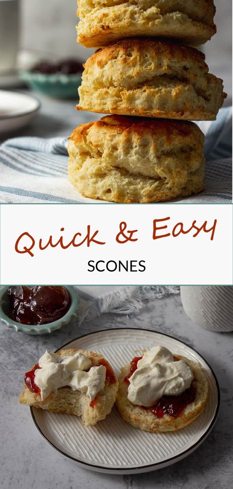 These simple classic scones are golden brown, soft, fluffy, and delicious. Serve them with jam and cream, or try them out with some butter and cheddar! A scone is simply a baked good that is either sweet or savoury, made from flour (wheat or oat), butter, baking powder (or soda), and milk. These tasty delights originated in Cornwall, England. But are enjoyed in my home country of South Africa, are fairly popular here in New Zealand, and Australia. English Scones Recipe, Afternoon Tea Scones, British Scones, English Scones, Scones Recipe Easy, English Tea Party, Scones Easy, Afternoon Tea Recipes, Easy English