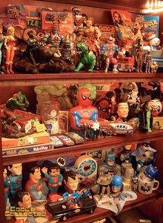 vintage toy collection display Vintage Toy Collection, Toy Collection Display, Collectibles Display, Toy Shelf, Toy Shelves, Action Figure Display, Toy Display, Toys Collection, Collection Display