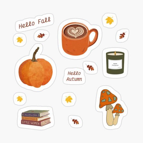 Get my art printed on awesome products. Support me at Redbubble #RBandME: https://www.redbubble.com/i/sticker/Set-of-cozy-autumn-stickers-by-Shiningsticker8/164246410.EJUG5?asc=u Autumn Stickers Printable, Fall Stickers, Digital Journaling, Autumn Stickers, Fall Printables, Phone Stickers, Cozy Autumn, Cream Background, Autumn Cozy