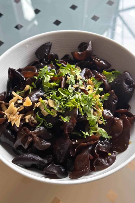 Wood Ear Mushroom Salad - Onolicious Hawaiʻi Wood Ear Mushroom Salad, Wood Ear Mushroom Recipe, Wood Ear Mushroom, Ear Mushroom, Thai Red Chili, Black Vinegar, Mushroom Salad, Mushroom Dish, Mushroom Soup Recipes