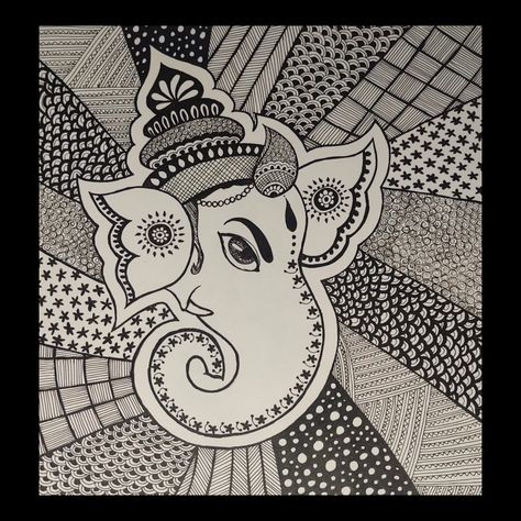 Ganpati art..Ganpati Bappa Morya..🙏🏻 Ganpati Bappa Doodle Art, Ganpati Bappa Mandala Art, Ganpati Art, Besties Funny, Lucky Art, Ganesha Drawing, Ganpati Bappa Morya, Madhubani Paintings, Easy Mandala