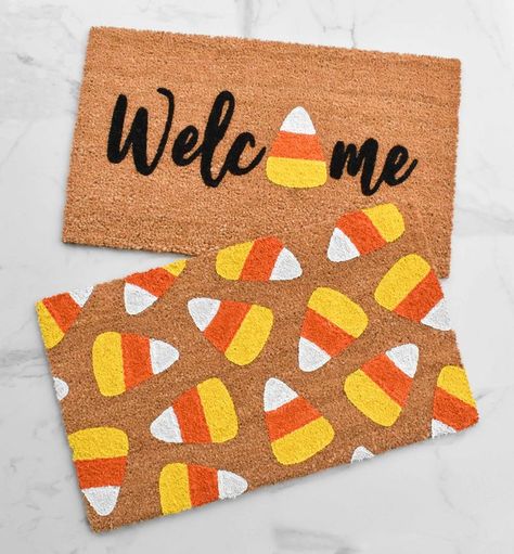 Autumn Entryway, Halloween Entryway, Halloween Mats, Tupelo Mississippi, Girls Night Crafts, Porch Mat, Door Mat Diy, Halloween Doormat, Fall Doormat