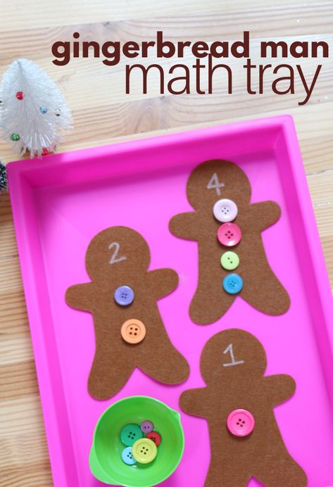 Gingerbread man themed math activity for prek and kindergarten math centers. #christmas #kids #preschool #prek #mathcenters Gingerbread Man Math Activities, Gingerbread Man Math, Gingerbread Man Preschool, Gingerbread Man Activities, Christmas Math Activities, Gingerbread Activities, Christmas Learning, Preschool Christmas Activities, Preschool Christmas Crafts