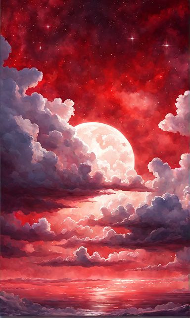 Sky Digital, Red Painting, Colorful Clouds, Pretty Backgrounds, Background Drawing, Cloud Wallpaper, Cloud Drawing, Sky Painting, Cool Wallpapers Art