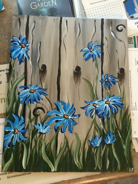 Wooden fence with flowers - Painting with Jane video lesson Gumamela Flower, Flower Painting On Wood, Daisy Youtube, Painting Sunflowers, Step By Step Acrylic Painting, Beach Mural, Painting Lesson, Paint Easy, Paint Water