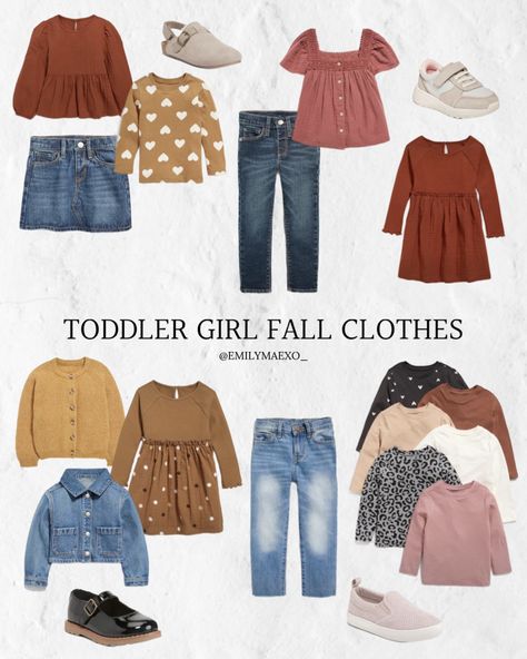 Kindergarten Clothes Girl, Toddler Girl Fall Capsule Wardrobe, Fall Picture Day School Outfits, Toddler Girls Fall Outfits, Toddler Back To School Outfits, Toddler Capsule Wardrobe Girl, Kindergarten Girl Outfits, Toddler School Outfits Girl, Toddler Girl School Outfits