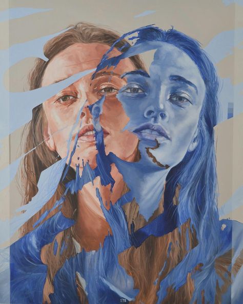 Distortion Art, Art Alevel, Artist Portrait, Gcse Art Sketchbook, A Level Art Sketchbook, Portraiture Painting, Gcse Art, Arte Inspo, Together Again