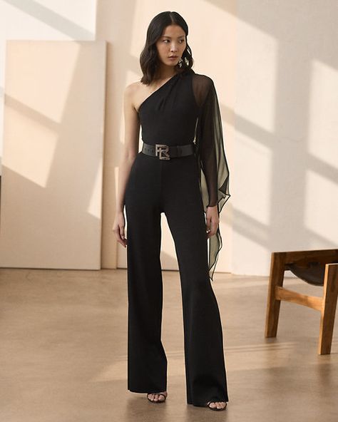 Black Silk Jumpsuit, Silk Jumpsuit, Sweater Jumpsuit, Ralph Lauren Collection, Sleeveless Jumpsuits, Clothes Collection, Black Jumpsuit, Shoulder Sweater, Black Silk