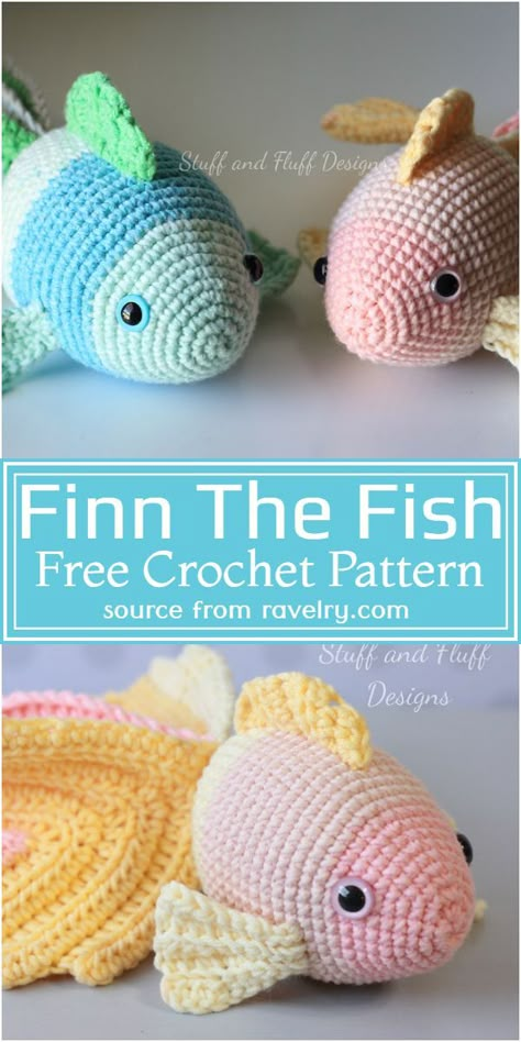 Finn The Crochet Fish Pattern Crochet Rainbow Fish Pattern Free, Crochet Tropical Fish, Amigurumi Fish Pattern, Crochet Fish Pattern Free Amigurumi, Crocheted Fish Patterns Free, Crochet Water Animals, Crochet Fish Pattern Free Easy, Free Crochet Fish Patterns, Crochet Goldfish Pattern Free