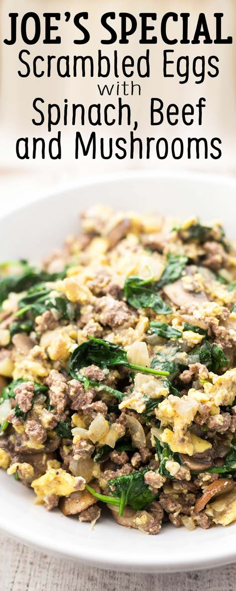 Scrambled Eggs Spinach, Ground Beef And Spinach, Beef And Mushrooms, Eggs With Spinach, Eggs Spinach, Scrambled Eggs With Spinach, Spinach Breakfast, Spinach Egg, Recipe Board