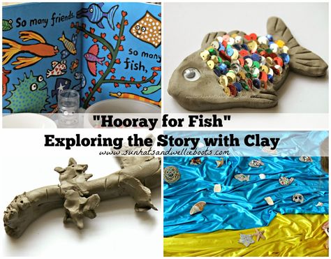 Sun Hats & Wellie Boots: "Hooray for Fish!" - Exploring the Story with Clay Hooray For Fish, Lucy Cousins, Idea Lab, Wellie Boots, Recycled Buttons, Clay Fish, Fish Crafts, Rainbow Fish, Wellies Boots