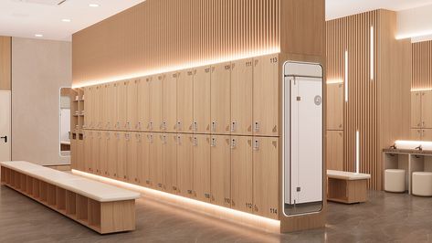 Dance Studio Bathroom, Office Locker Room, Gym Lockers Design, Modern Locker Room, Locker Room Aesthetic, Locker Room Bathroom, Locker Room Design, School Locker Room, Dancing Studio