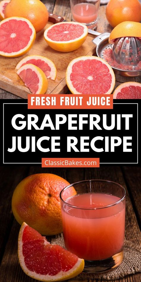 Grapefruit Juice Recipe. Grapefruits are an excellent source of vitamin C and has been promoted as an aid for weight loss. This juice recipe is a great way to enjoy grapefruit as a refreshing drink. Grapefruit Juice Recipe, Delicious Smoothie Recipes, Homemade Juice, Fresh Fruit Juice, Yummy Smoothie Recipes, Juice Recipe, Healthy Drinks Recipes, Grapefruit Juice, Flavored Water