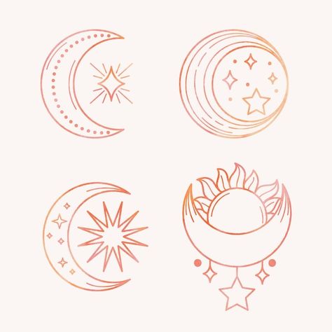 Sun Drawing Design, Moon And Stars Drawing, Sun Moon Logo, Moon Line Art, Stars Drawing, Planet Illustration, Moon And Star Design, Moon Symbol, Moon Vector