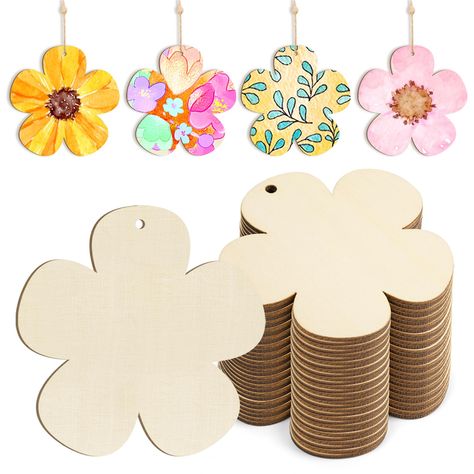 PRICES MAY VARY. UNIQUE SIZE AND SHAPE - They are the perfect size, up to 3.5 inches in length, for painting or making crafts. The cute flower shapes add a lot of fun to spring and Easter. HIGH QUALITY - Blank wooden spring ornaments are beautifully shaped and have hanging decorative details on top (come with string). Blank designs give you a variety of options. Both sides are polished and the burnt edges are smooth and flat. EASY TO USE - Blank wood circles are very light and have a smooth surf Ornaments To Paint, Spring Ornaments, Spring Flower Crafts, Wood Discs, Rope Diy, Flower Shapes, Spring Decoration, Spring Tree, Easter Projects