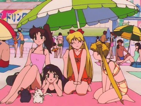 Anime Beach Episode, Sailor Moon Beach, Anime Beach, Beach Episode, Sailor Moon Episodes, Dope Cartoons, Moon Beach, Moon Icon, Sailor Moon Usagi