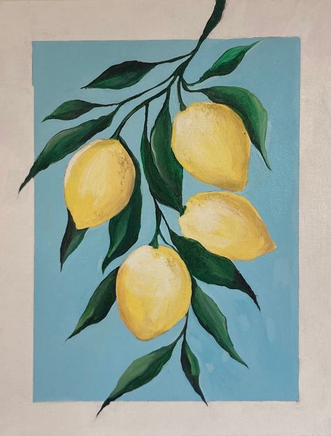 Jun 29, 2024 - Original acrylic painting Lemons on canvas board with gloss finish