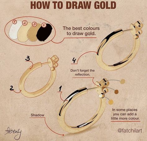 Gold Drawing, Jewelry Illustration, Jewelry Design Drawing, Jewelry Drawing, Jewellery Sketches, Ipad Art, Digital Painting Tutorials, Poses References, Art Tutorials Drawing