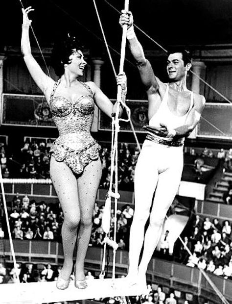 ...Gina Lollobrigida in 'Trapeze in 1956.... Circus Audience, Old Circus, Taming Of The Shrew, Future Costume, Burt Lancaster, Trapeze Artist, Circus Characters, Shakespeare Festival, Janet Leigh