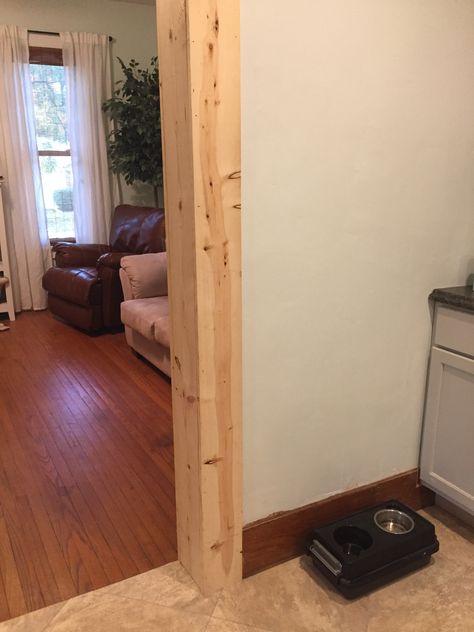 DIY Trimming Out a Doorway & Installing Baseboard Trim Trim Floor Baseboards, Diy Doorway Trim, Diy Door Frame How To Build, 1x4 Trim Baseboards, Cheap Trim Ideas, Rustic Trim Ideas, Doorway Trim Ideas, Diy Farmhouse Trim, Doorway Casing