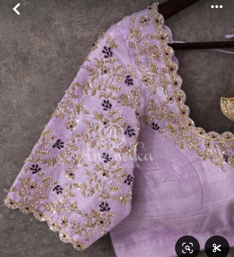 Pink Work Blouse Designs Latest, Lavender Blouse Maggam Work, Heavy Maggam Work Blouse Designs, Cutwork Maggam Work Blouses, Lavender Blouse Design, Maggam Work Blouse Designs Latest, Magam Work, Heavy Blouse, Blouse Works