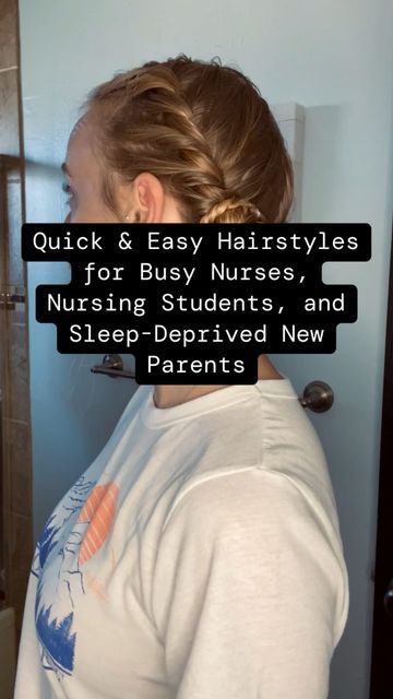 Education Resources for Nursing, Nursing Students & Breasfeedin on Instagram: "✨ My Ultimate Go-To Hairstyle: Perfect for Every Occasion! 💇‍♀️✨ This has officially become my favorite hairstyle—whether it’s for dirty hair, clean hair, or any hair scenario you can imagine! It’s my go-to when I’m hustling around, bartending with my head cut off, or heading to a family dinner. Cute, practical, and keeping my hair out of my face – it’s the full package! Post-shower magic: split your hair into two, take a top chunk, split, wrap twice, and twist down. Repeat on the other side. Secure the first twist into a bun with 3-5 Bobby pins, adjusting for hair thickness, repeat on the other side. A spritz of soft hairspray, and I’m ready for any adventure! The compliments roll in endlessly when I wear my Easy Nurse Hairstyles, Easy Hairstyles For Nurses, Cute Hairstyles For Nurses, Healthcare Hairstyles, Hairstyles For Nurses, Shower Magic, Nurse Hair, Short Hair Ponytail, Nurse Hairstyles