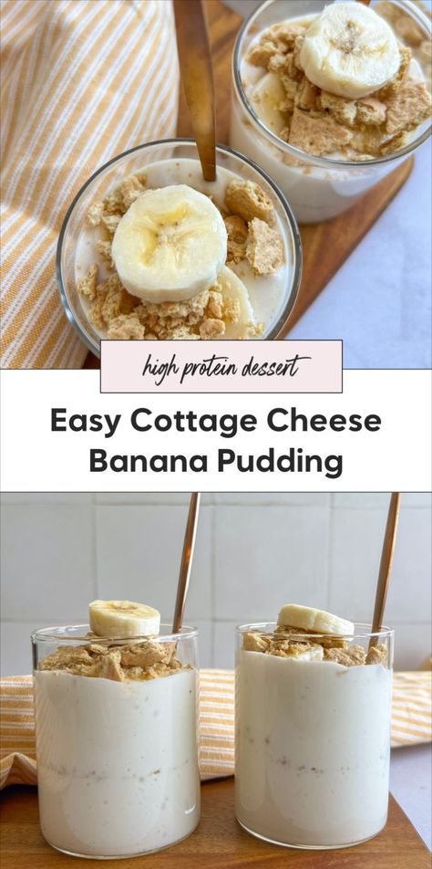 Enjoy this high protein banana cream pudding, a delicious recipe with cottage cheese that redefines healthy desserts. It’s protein packed, blending well to create a luscious cottage cheese banana pudding that's both filling and satisfying. Protein Banana Pudding, Cottage Cheese Banana, Healthy Banana Pudding, Creamy Banana Pudding, Cottage Cheese Dessert Recipes, Cottage Cheese Recipes Healthy, Cottage Cheese Desserts, 20g Of Protein, Banana Cream Pudding