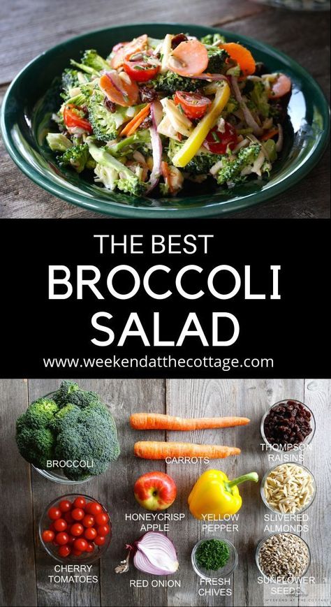 Vegetarian Broccoli Salad, Raw Salad Recipes, Best Broccoli Salad, Holiday Salad, The Best Broccoli, Cottage Meals, Best Broccoli, Raw Veggies, Buttermilk Dressing