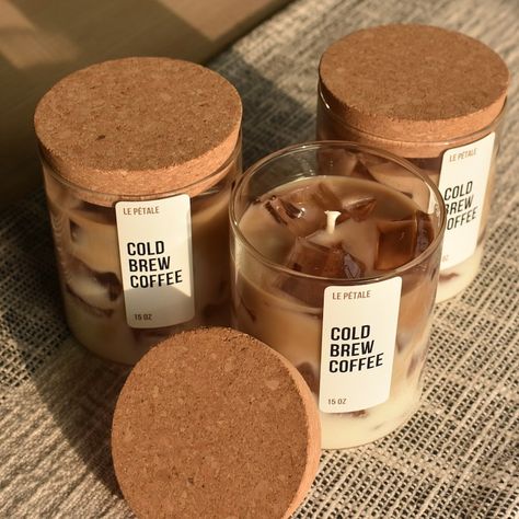 Iced Coffee Candle 15 Oz Iced Latte Coffee Scented Handmade Candle Coffee Scented Candle With Ice Cube Design Gift for Her - Etsy Iced Coffee Candle, Coffee Scented Candles, Easy Coffee Recipes, Coffee Candle, Aesthetic Candles, Cute Candles, Glass Jars With Lids, Clear Glass Jars, Candle Aesthetic