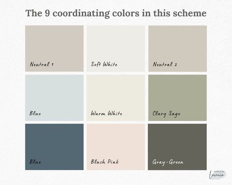 Farmhouse Paint Colors, Sherwin Williams Palette With Clary Sage and Neutrals, Coastal Farmhouse, Modern Farmhouse, Beach House, Whole House - Etsy Sherwin Williams Palette, Modern Farmhouse Color Palette, Paint Colors Sherwin Williams, Boho Paint Colors, Farmhouse Beach House, Sage Color Palette, Cottage Paint Colors, Modern Farmhouse Paint Colors, Farmhouse Color Palette