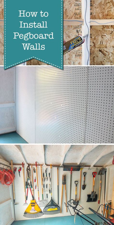 How to Install Pegboard Walls | Pretty Handy Girl How To Install Pegboard, Pegboard Craft Room, Peg Board Walls, Pegboard Garage, Pegboard Display, Pegboard Storage, Pegboard Organization, Storage Garage, Diy Organizer