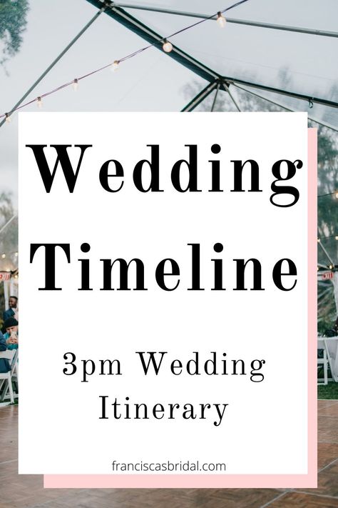 This 3 PM wedding day itinerary will guide you through developing your wedding day timeline that will ensure your special day unfolds seamlessly, leaving you and your guests with unforgettable memories! | Wedding planning checklist | Wedding planning timeline | Wedding planning tips | Wedding timeline | Planning a wedding | Wedding planner checklist | Wedding timeline checklist | Wedding itinerary | Wedding itinerary ideas | 3pm wedding itinerary | Wedding day itinerary | 3pm Ceremony Wedding Timeline, Wedding Day Timeline For Guests, Wedding Day Schedule Template, Wedding Day Timeline 3 Pm Ceremony, 3:00 Ceremony Wedding Timeline, Wedding Week Timeline, Wedding Reception Itinerary Timeline, Sample Wedding Timeline, 3 Pm Wedding Timeline