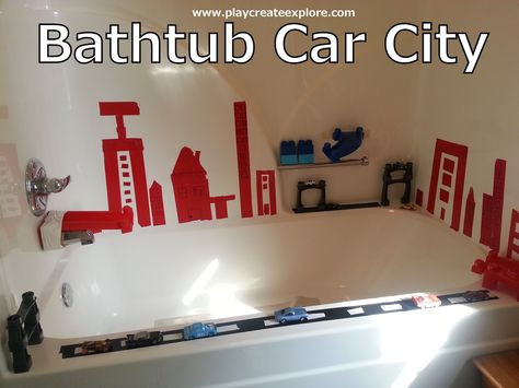 Play Create Explore: Themed Bath Thursday: Bathtub Car City Sensory Bath, Sensory Tub, Bath Time Fun, Bath Ideas, Best Bath, Kid Activities, City Car, Kids Corner, Bathroom Kids