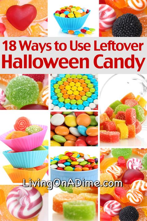 Here are some great creative ways to use leftover halloween candy and other holiday candy and to save a bundle buying discounted candy after any holidays. The candy bar milkshakes and chocolate chip candy bar cookies are especially yummy! Leftover Halloween Candy Ideas, Halloween Candy Ideas, Living On A Dime, Candy Bar Cookies, Leftover Candy, Leftover Halloween Candy, Candy Ideas, Budget Meal Planning, Bar Cookies