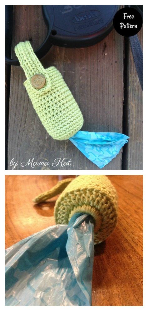 Crochet Dog Waste Bag Holder, Crochet Dog Bag Holder, Dog Accessories Crochet Patterns Free, Dog Toy Crochet Pattern, Crochet Dog Poop Bag Holder, Dog Accessories Crochet, Crochet Poop Bag Holder, Poop Bag Holder Diy, Crochet For Dogs