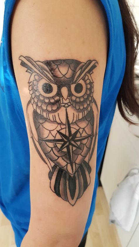 Owl Compass Tattoo, Compass Tattoo Design, Compass Tattoo, I Tattoo, Compass, Skull Tattoo, Tattoo Designs, I Hope, Tattoos