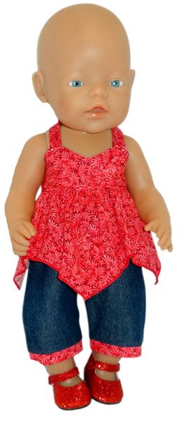 Do you have a 17" (43cm) baby doll that needs some new clothes but you can't find a pattern that will fit her? Well many of my 18" doll clothes patterns and a couple of my 18 1/2" Cabbage Patch doll clothes patterns will fit the Baby Born doll and dolls with similar measurements. To see which patterns fit just as they are and which patterns need only small adjustments come and read my latest blog. Baby Born Kleidung, Baby Born Clothes, Bitty Baby Clothes, Handkerchief Top, Baby Doll Clothes Patterns, Baby Doll Pattern, Dolls Clothes Diy, Cabbage Patch Dolls, Baby Doll Clothes